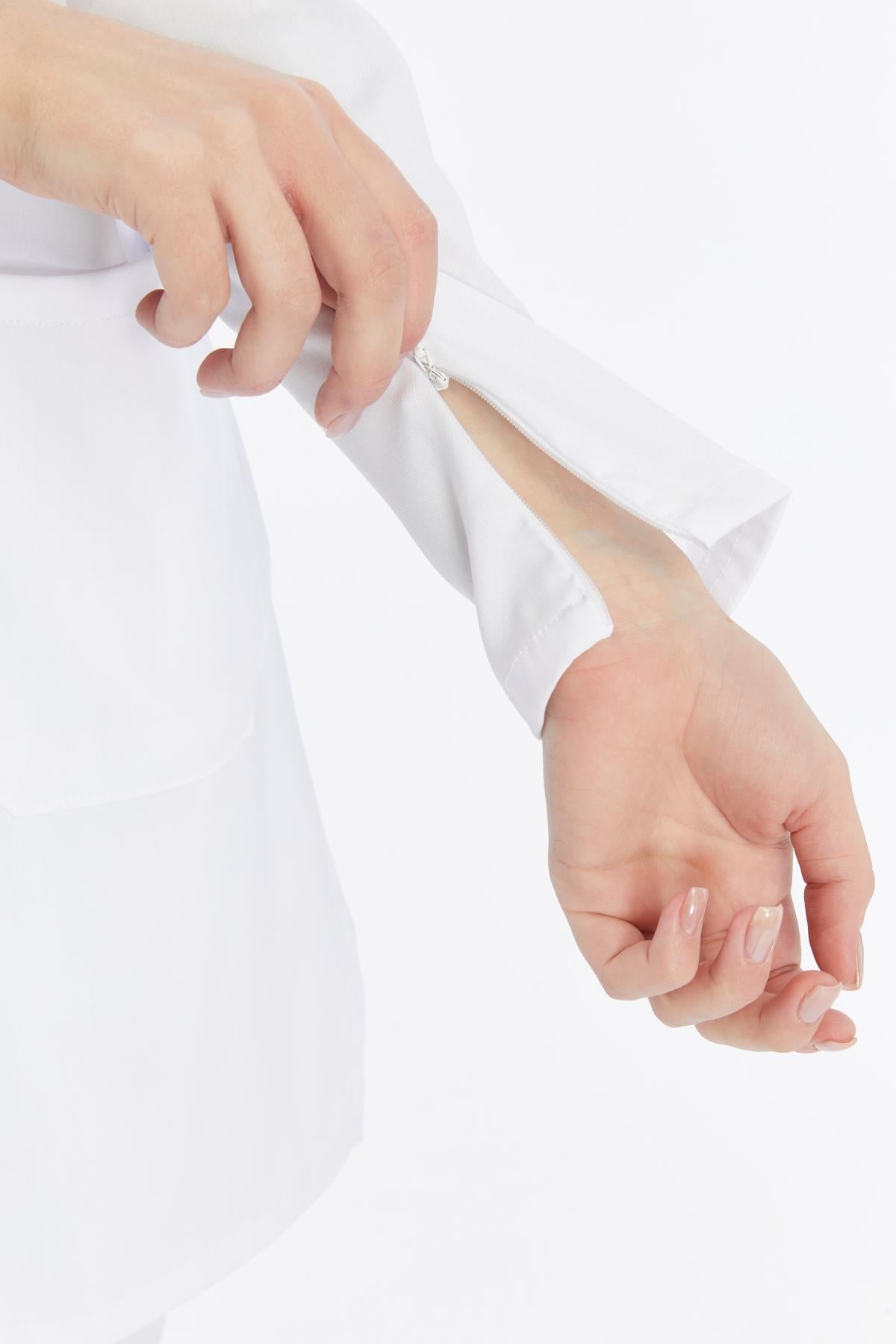 Happiness Modest - Likralı Doktor Hemşire Tesettür Forma Takımı, Beyaz