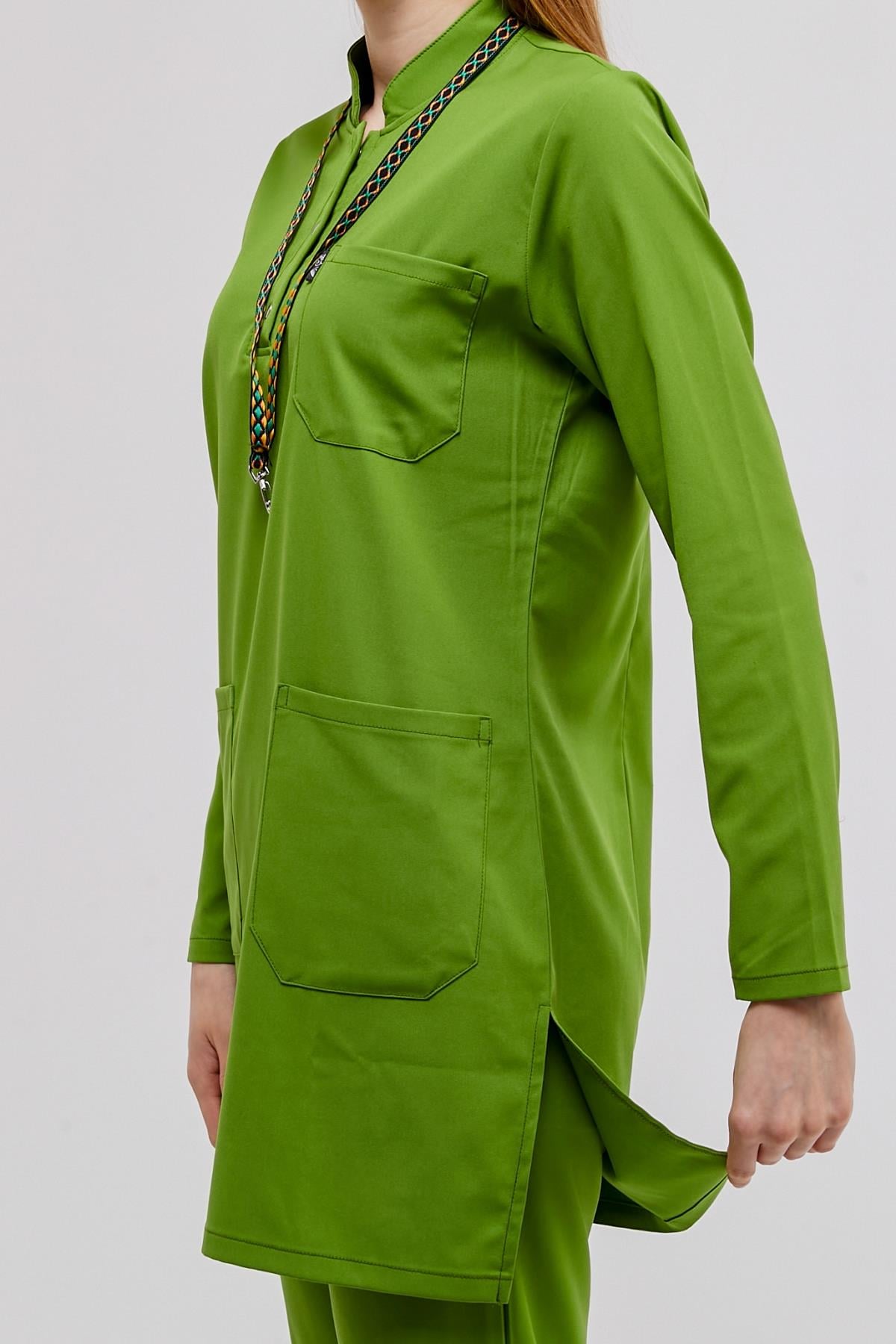 Happiness Modest - Likralı Doktor Hemşire Tesettür Forma Takımı, Fıstık Yeşili