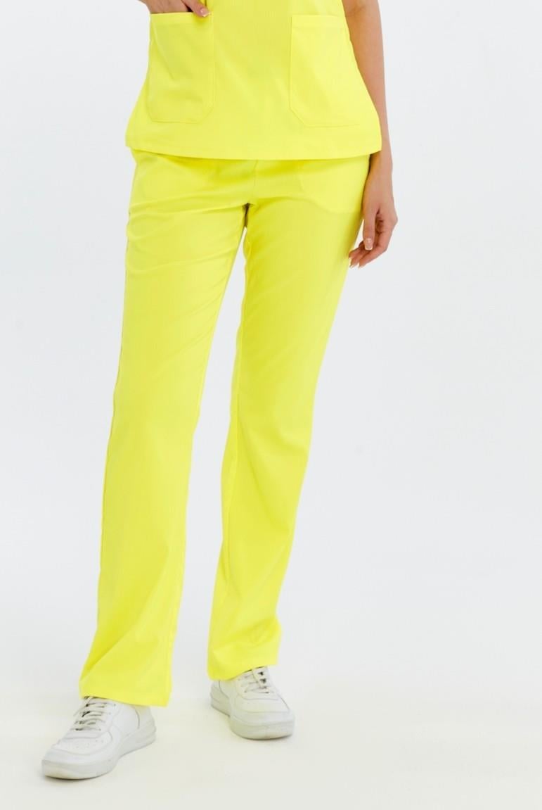 Happiness Spaniard - Likralı Doktor Hemşire Scrubs Tek Alt Cerrahi Forma (KADIN), Limon Sarısı