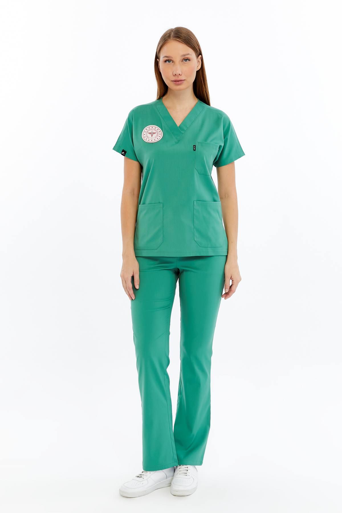 Spaniard - Ameliyathane Hizmetleri Forması Likralı Scrubs (Kadın) (Yeni Klavuz - Frosty Spruce) (Takım)
