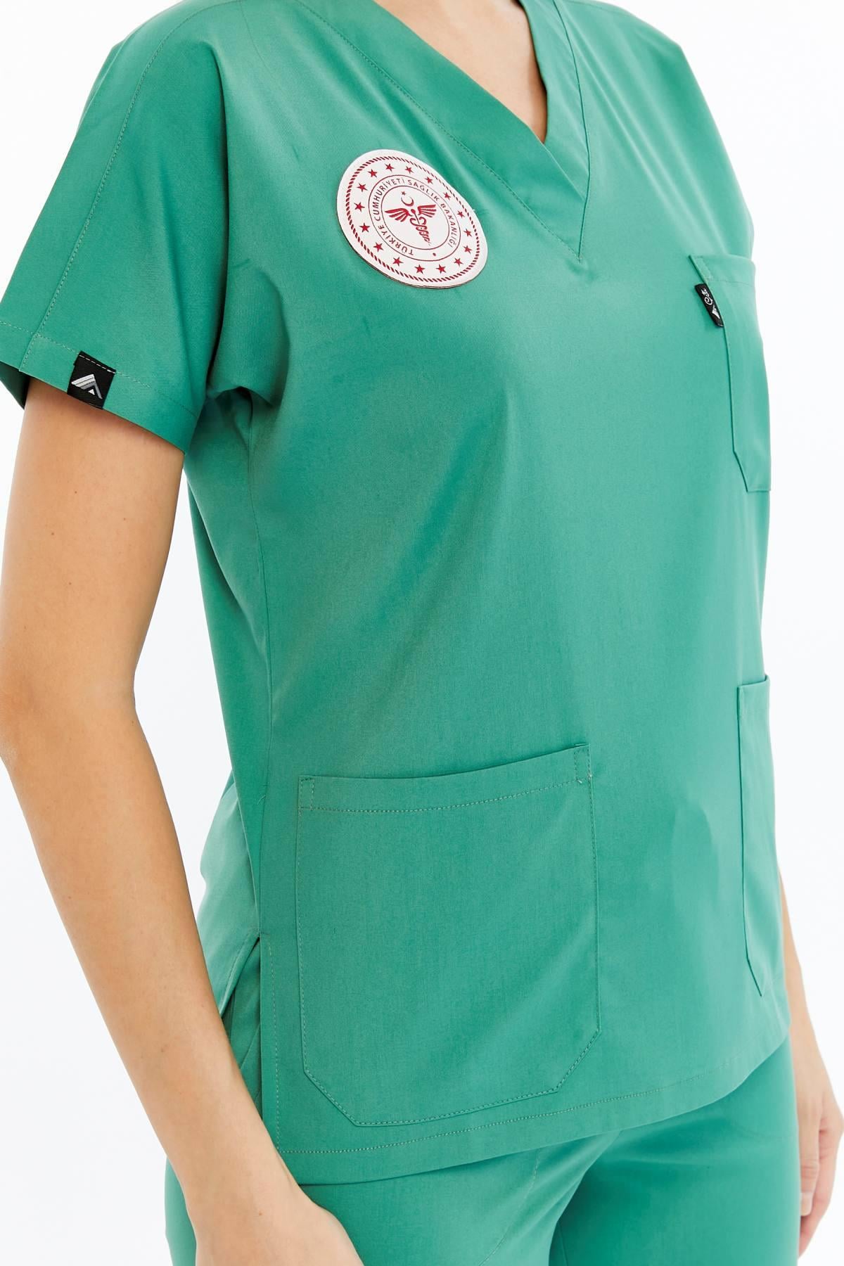 Spaniard - Ameliyathane Hizmetleri Forması Likralı Scrubs (Kadın) (Yeni Klavuz - Frosty Spruce) (Takım)