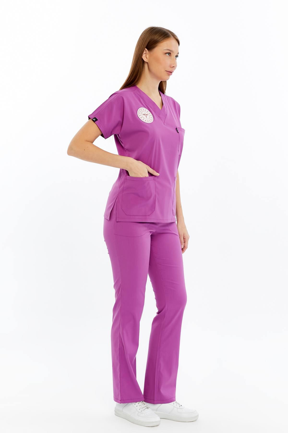 Spaniard - Ebe Forması Likralı Scrubs (Kadın) (Yeni Yönetmeliğe Uygun - Byzantium) (Takım)