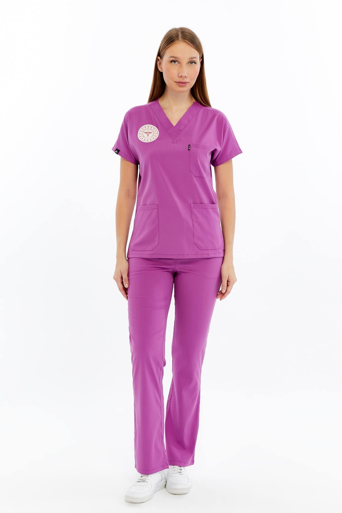 Spaniard - Ebe Forması Likralı Scrubs (Kadın) (Yeni Yönetmeliğe Uygun - Byzantium) (Takım)