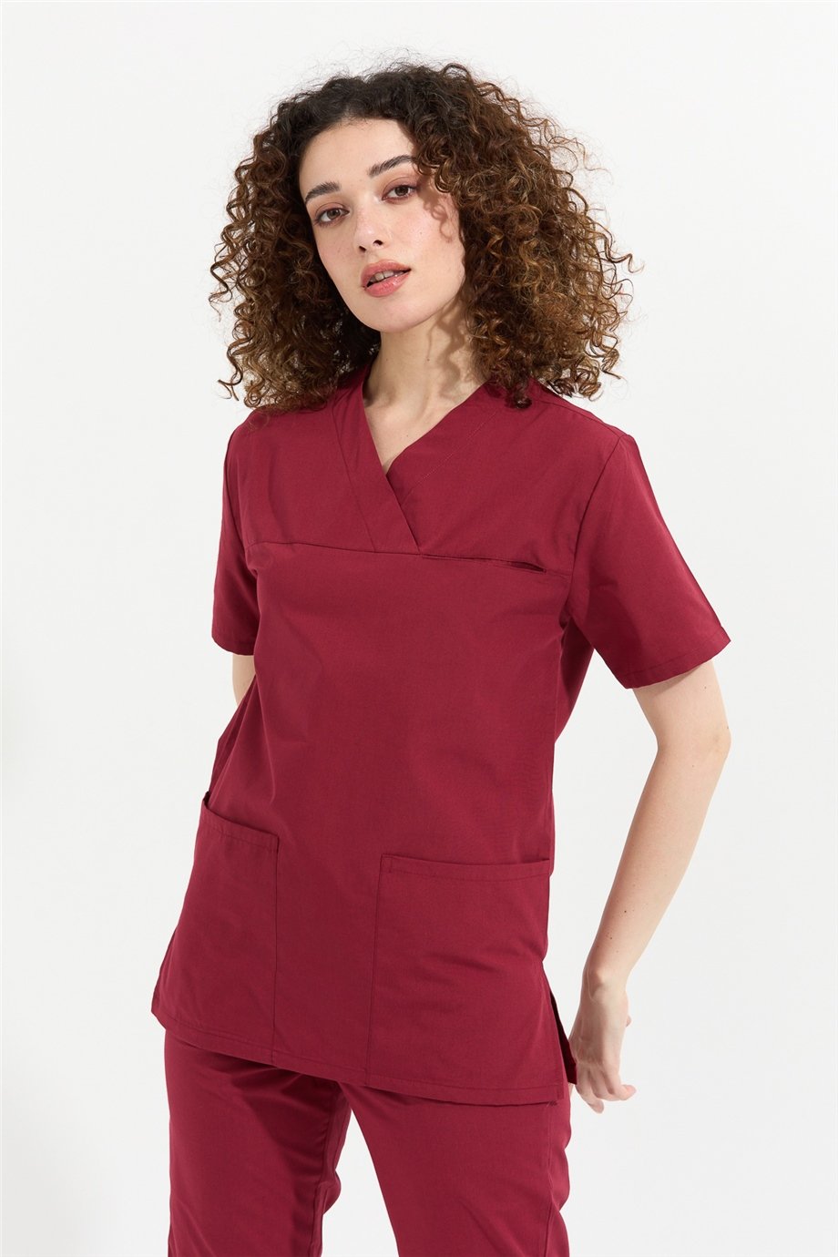 TerryCotton Basic - Doktor Hemşire Forma Takımı, Bordo