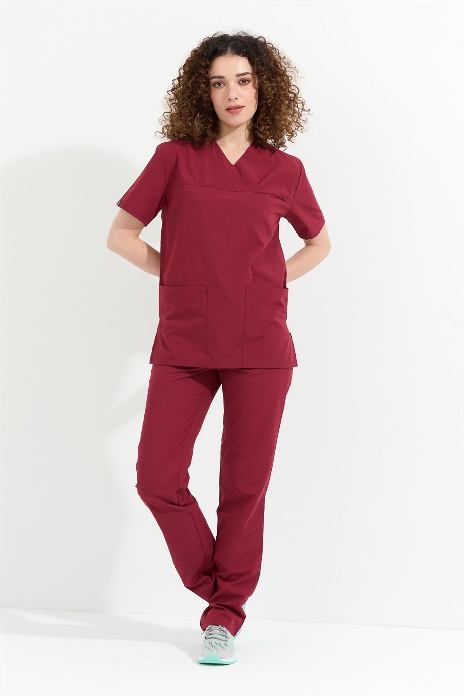 TerryCotton Basic - Doktor Hemşire Forma Takımı, Bordo