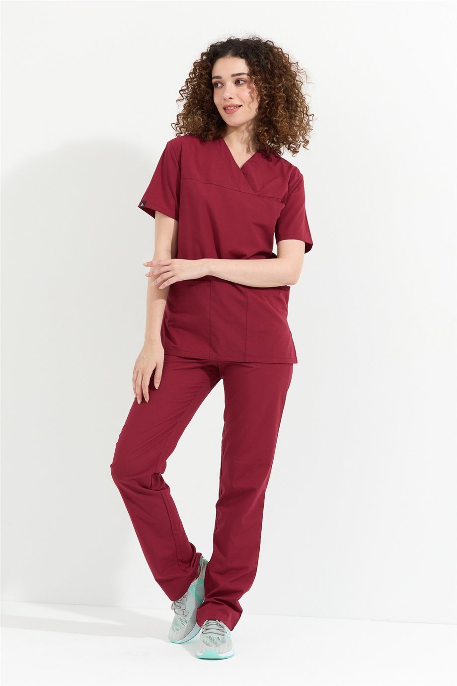 TerryCotton Basic - Doktor Hemşire Forma Takımı, Bordo