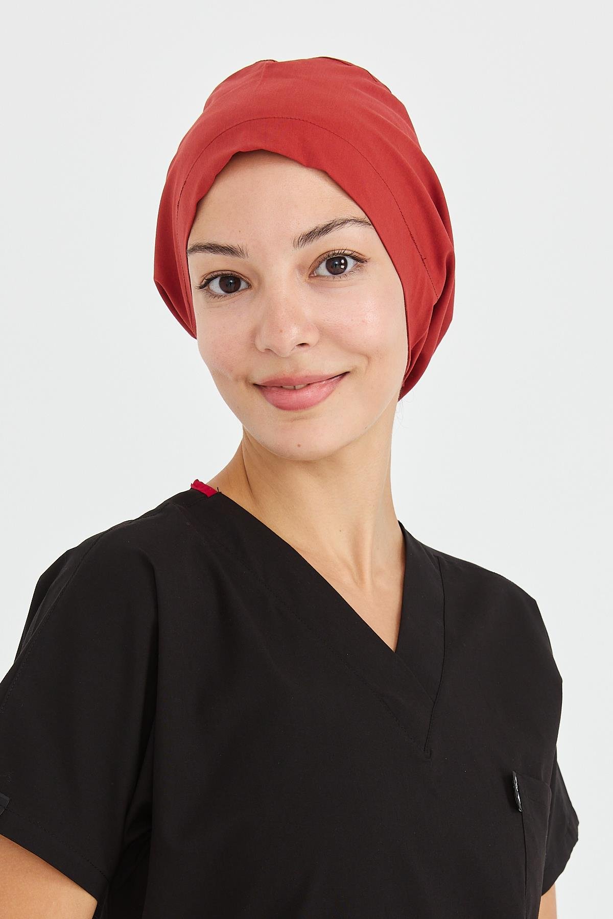 UltraLycra Doktor Hemşire Cerrahi Bone Aşçı Bonesi İş Bandanası, Kiremit