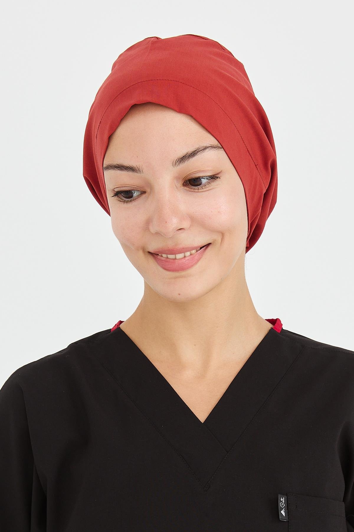 UltraLycra Doktor Hemşire Cerrahi Bone Aşçı Bonesi İş Bandanası, Kiremit