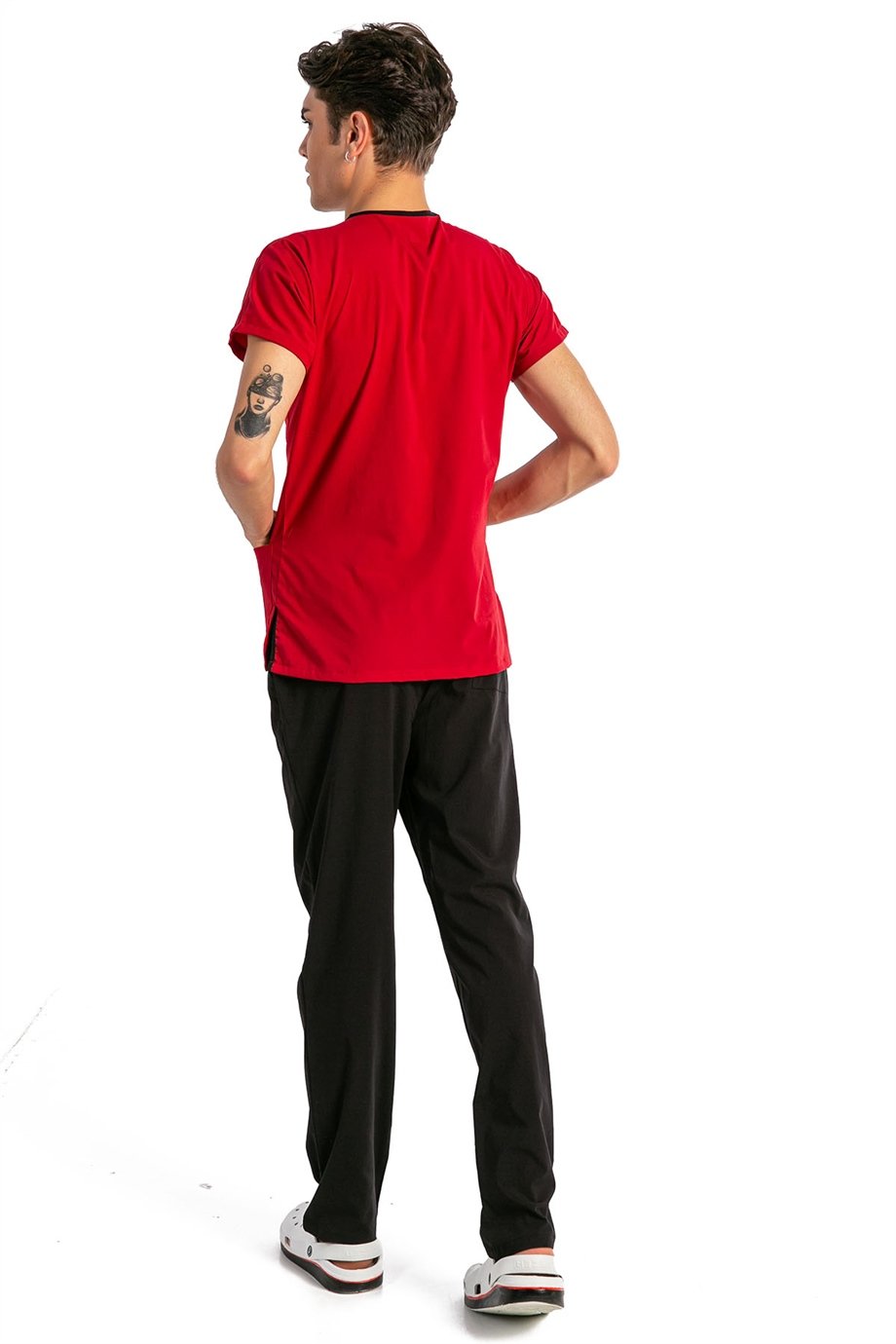 UltraLycra Harmony/Basic - Doktor Hemşire Forma Takımı, Kırmızı/Siyah