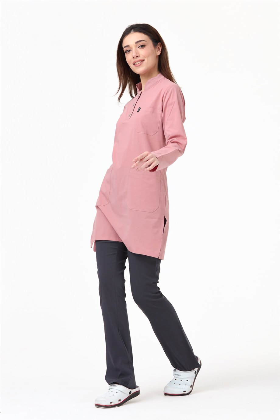 UltraLycra Harmony/Modest - Doktor Hemşire Forma Takımı, Bronz Pembe/Antrasit