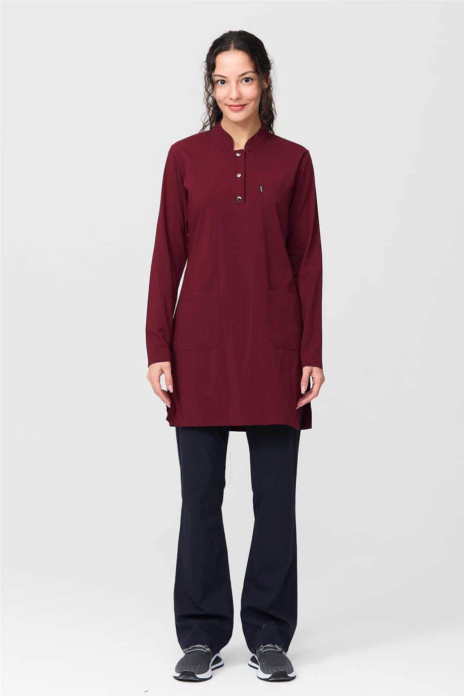 UltraLycra Harmony/Modest - Doktor Hemşire Forma Takımı, Bordo/Laci