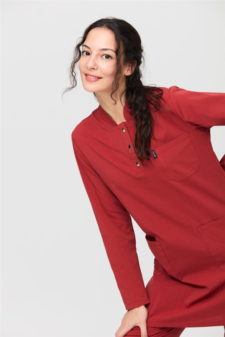 UltraLycra Modest - Likralı Doktor Hemşire Tesettür Tek Üst Forma, Kiremit