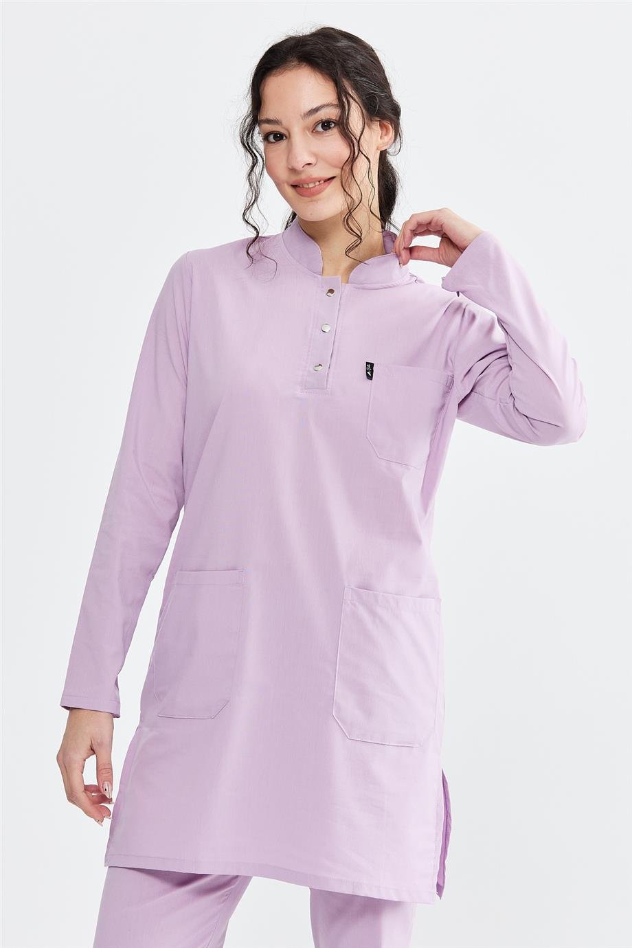 UltraLycra Modest - Likralı Doktor Hemşire Tesettür Tek Üst Forma, Lila