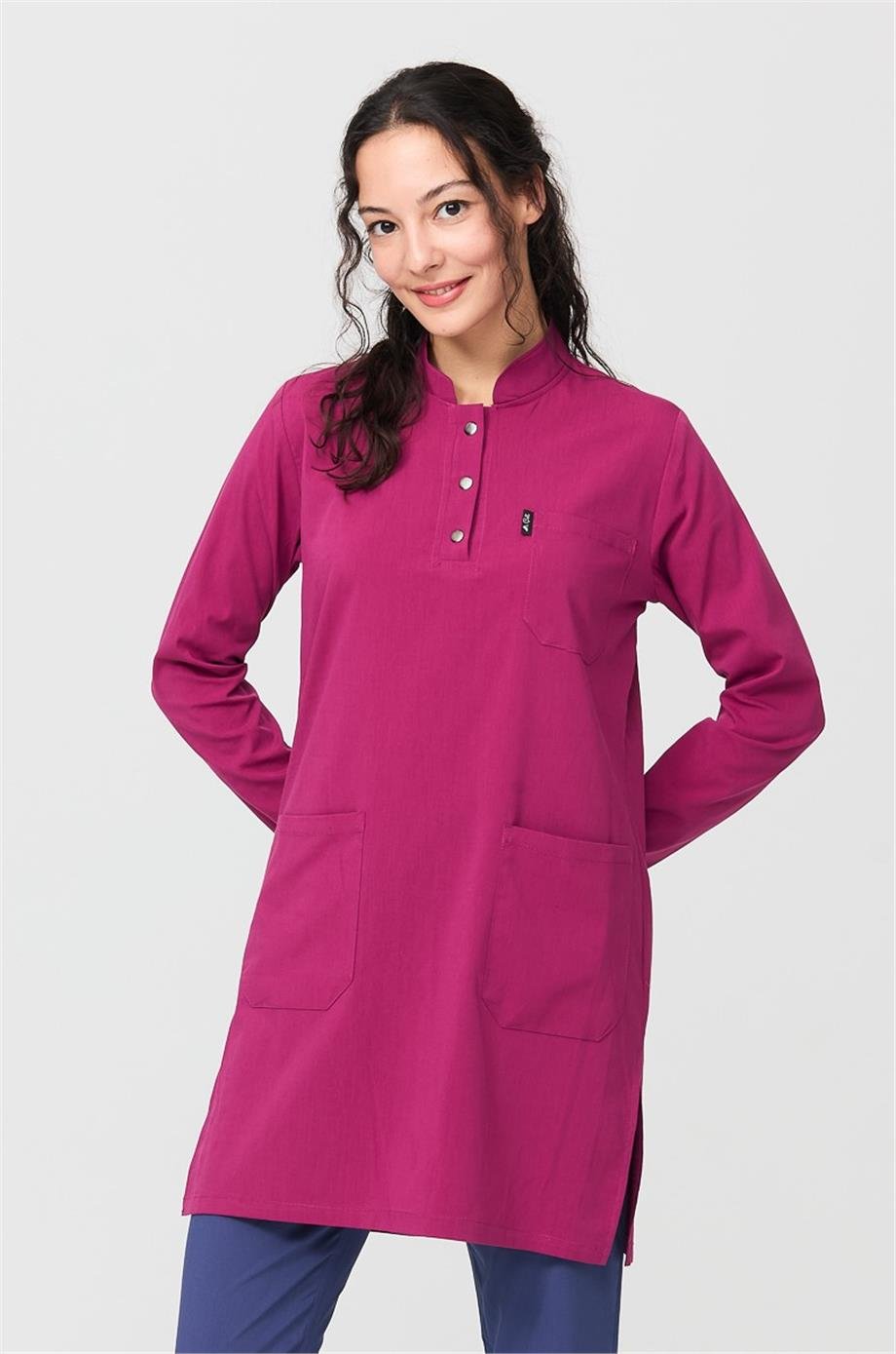 UltraLycra Modest - Likralı Doktor Hemşire Tesettür Tek Üst Forma, Vişne