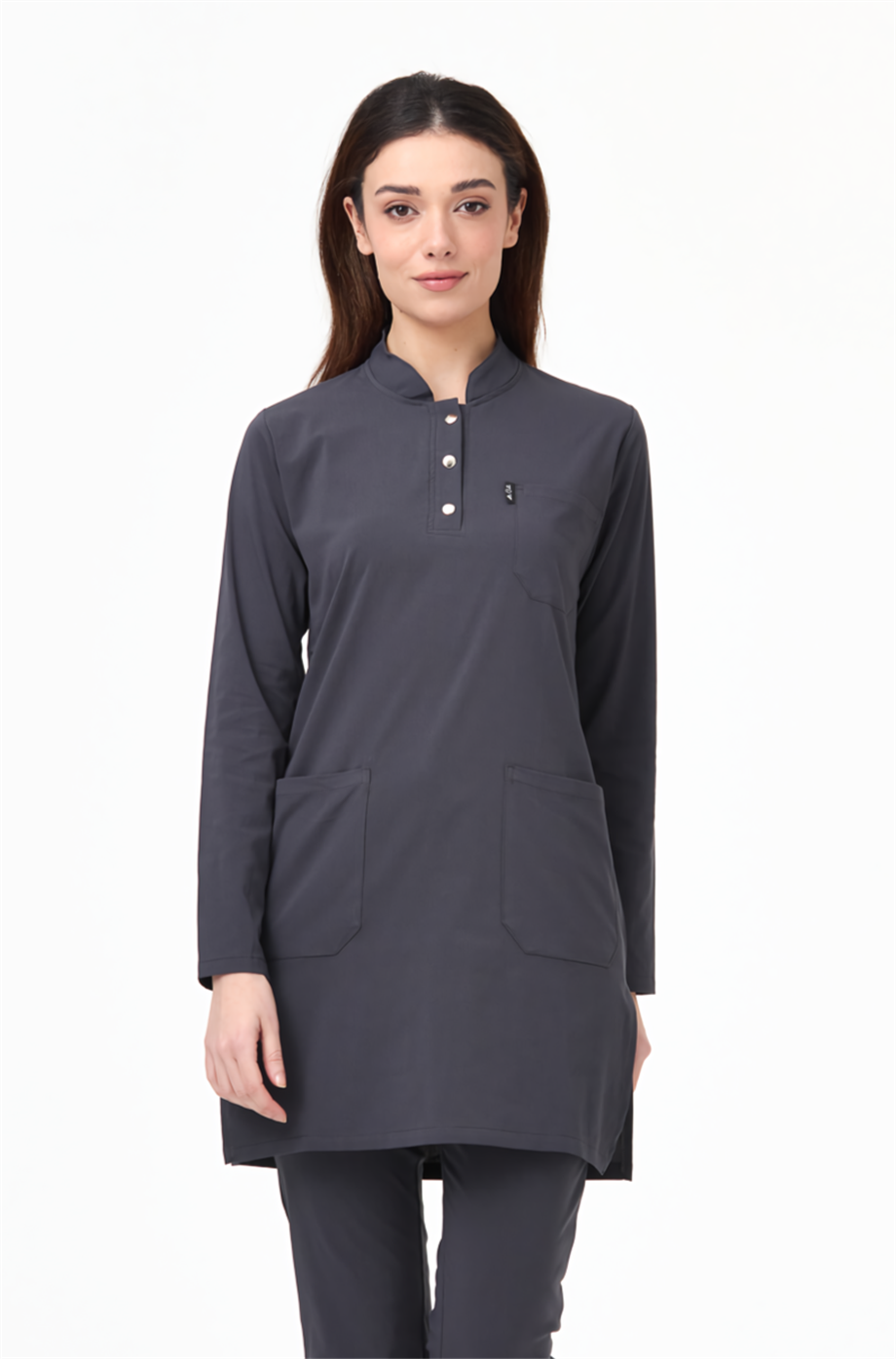 UltraLycra Modest - Likralı Doktor Hemşire Tesettür Tek Üst Forma, Antrasit