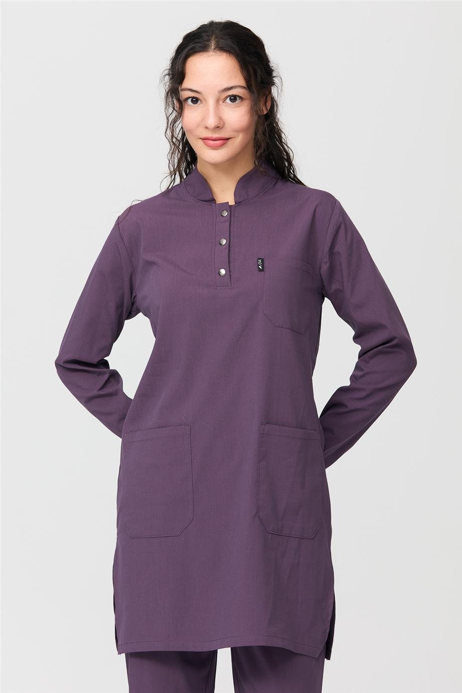 UltraLycra Modest - Likralı Doktor Hemşire Tesettür Tek Üst Forma, Gül Kurusu