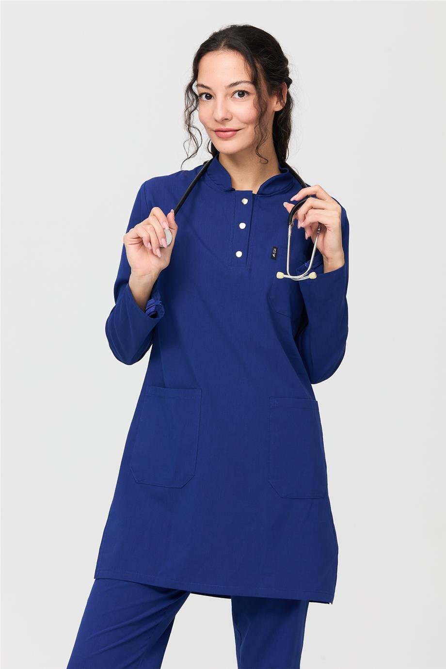 UltraLycra Modest - Likralı Doktor Hemşire Tesettür Tek Üst Forma, Saks