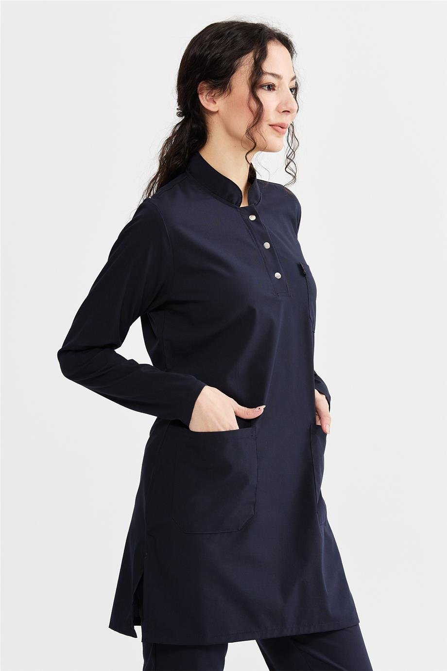 UltraLycra Modest - Likralı Doktor Hemşire Tesettür Tek Üst Forma, Lacivert