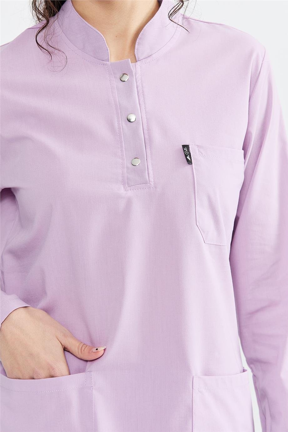 UltraLycra Modest - Likralı Doktor Hemşire Tesettür Tek Üst Forma, Lila