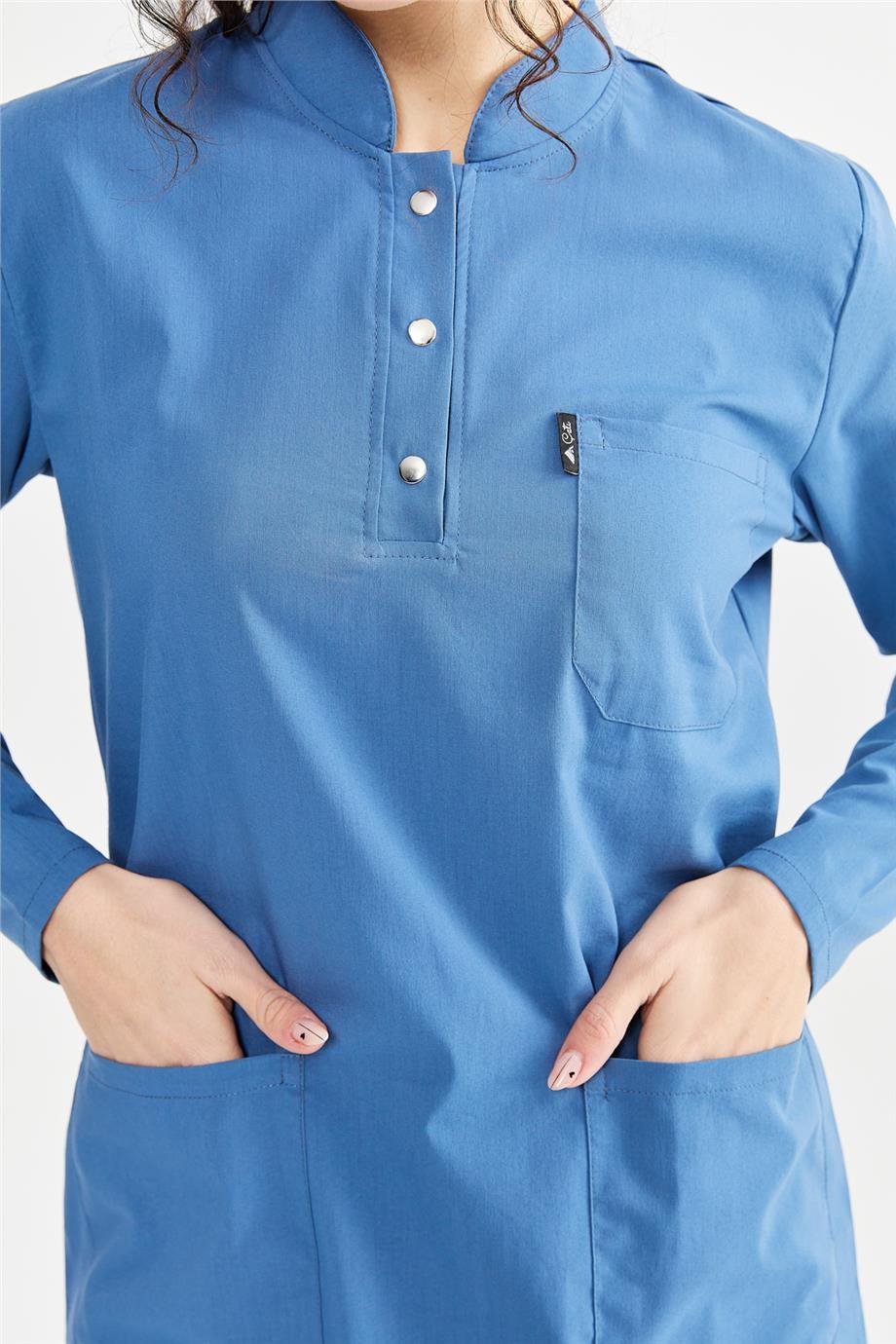 UltraLycra Modest - Likralı Doktor Hemşire Tesettür Tek Üst Forma, İndigo