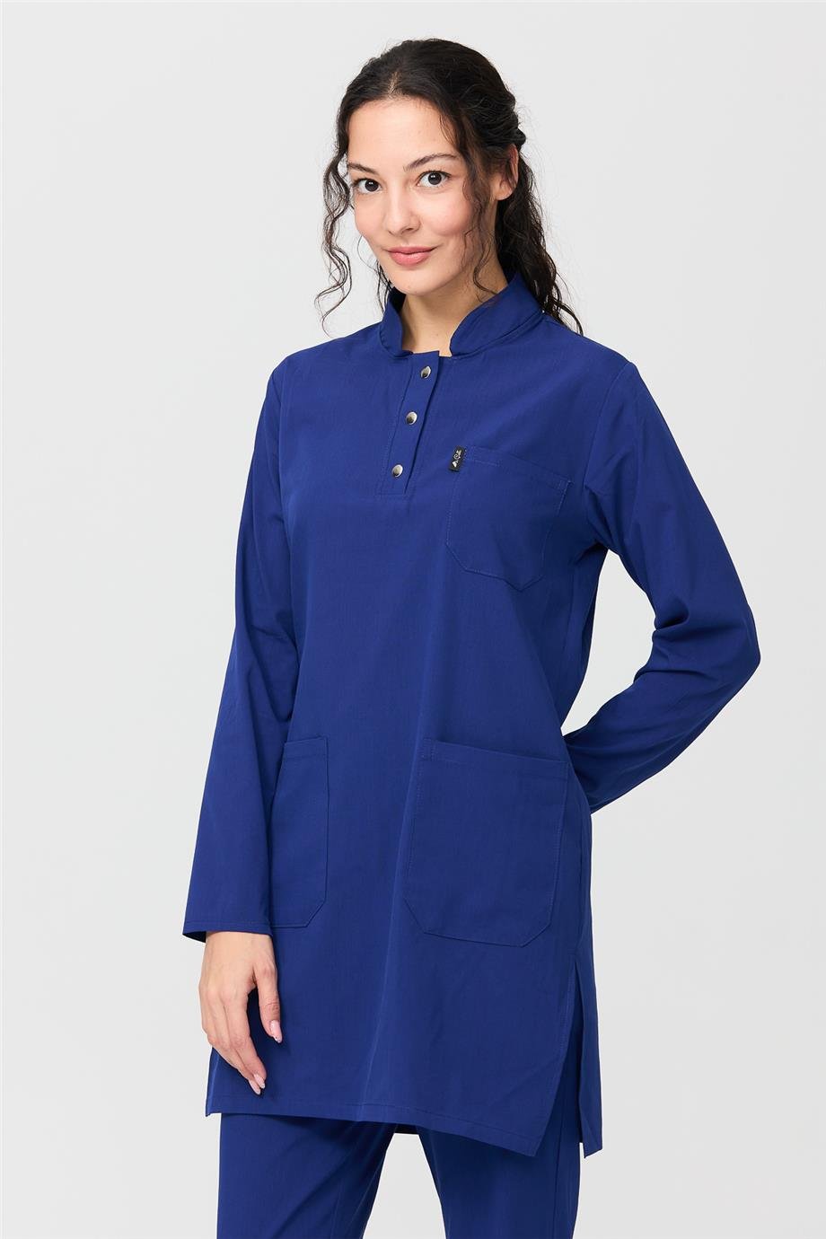 UltraLycra Modest - Likralı Doktor Hemşire Tesettür Tek Üst Forma, Saks