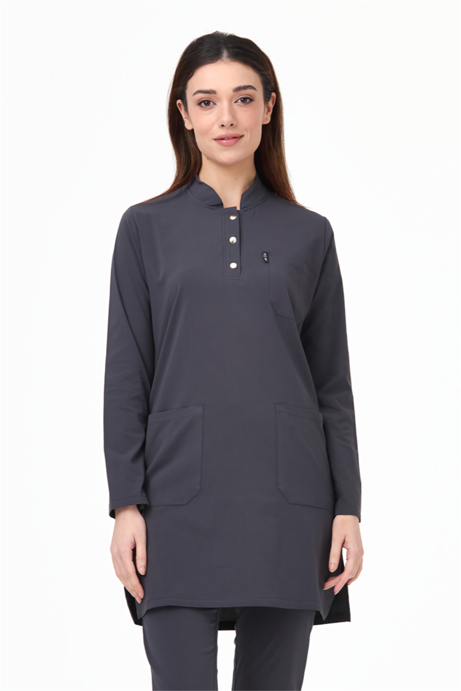 UltraLycra Modest - Likralı Doktor Hemşire Tesettür Tek Üst Forma, Antrasit