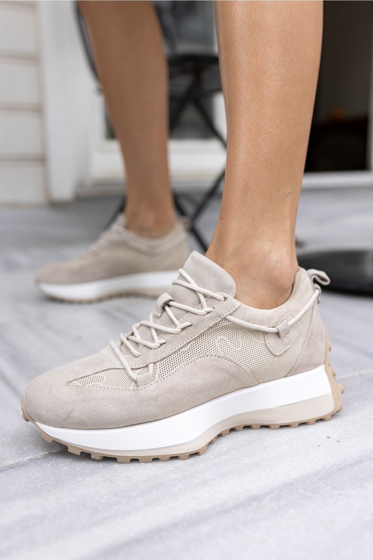 Hailey Kadın Bej Gercek Deri Gercek Suet Sneaker
