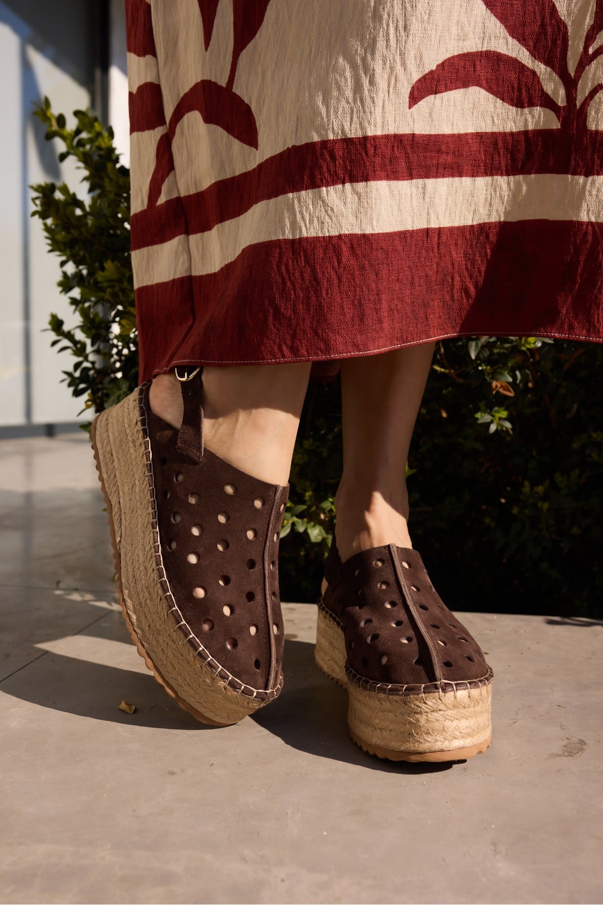ORIO KADIN KAHVE GERCEK DERI ZIMBA DETAY ESPADRIL SANDALET