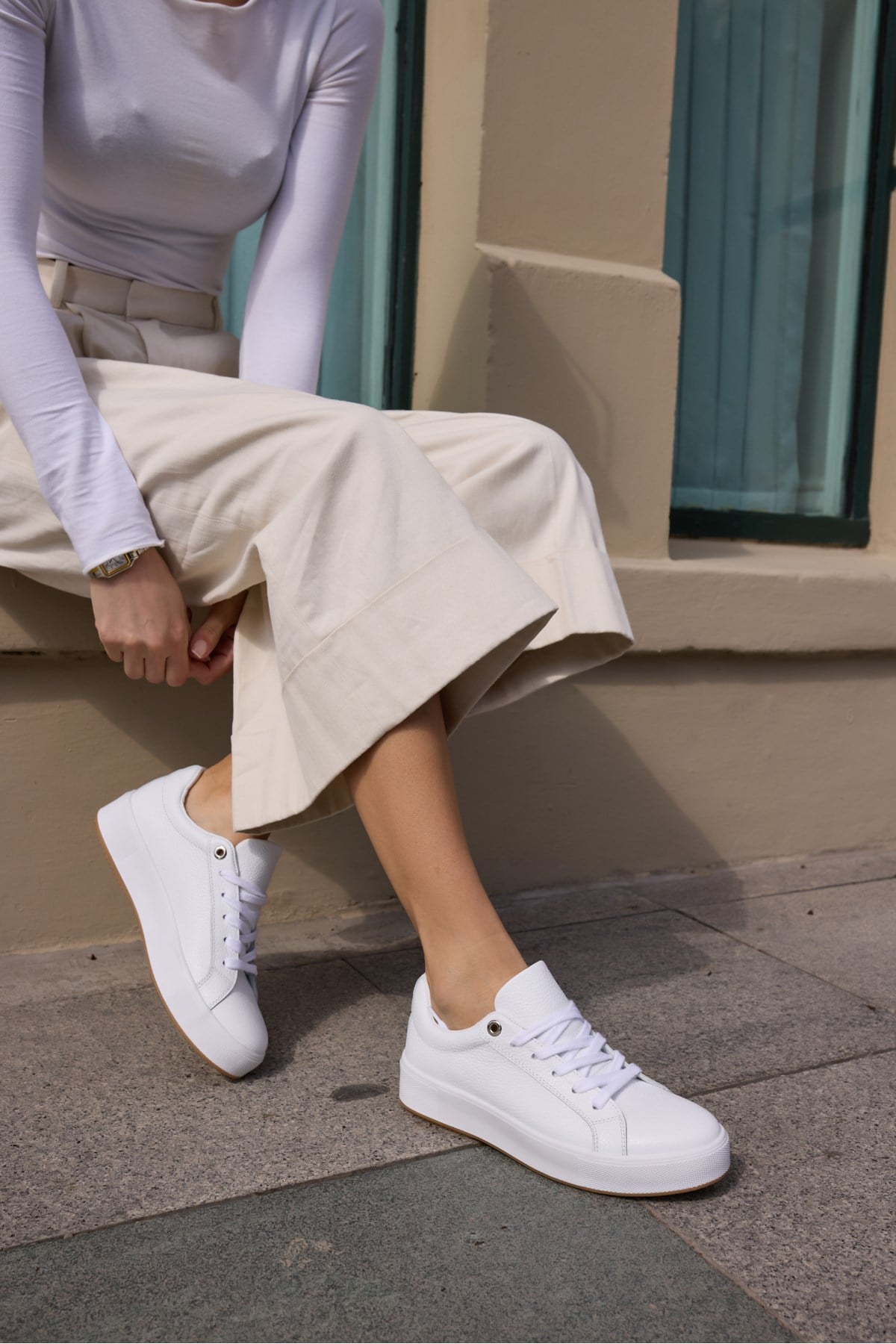 ZALVİRO KADİN BEYAZ GERCEK DERİ SNEAKER