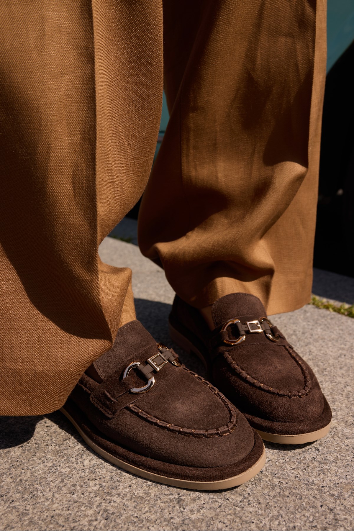 SELVERO KADİN KAHVE GERCEK DERİ SÜET LOAFER AYAKKABİ