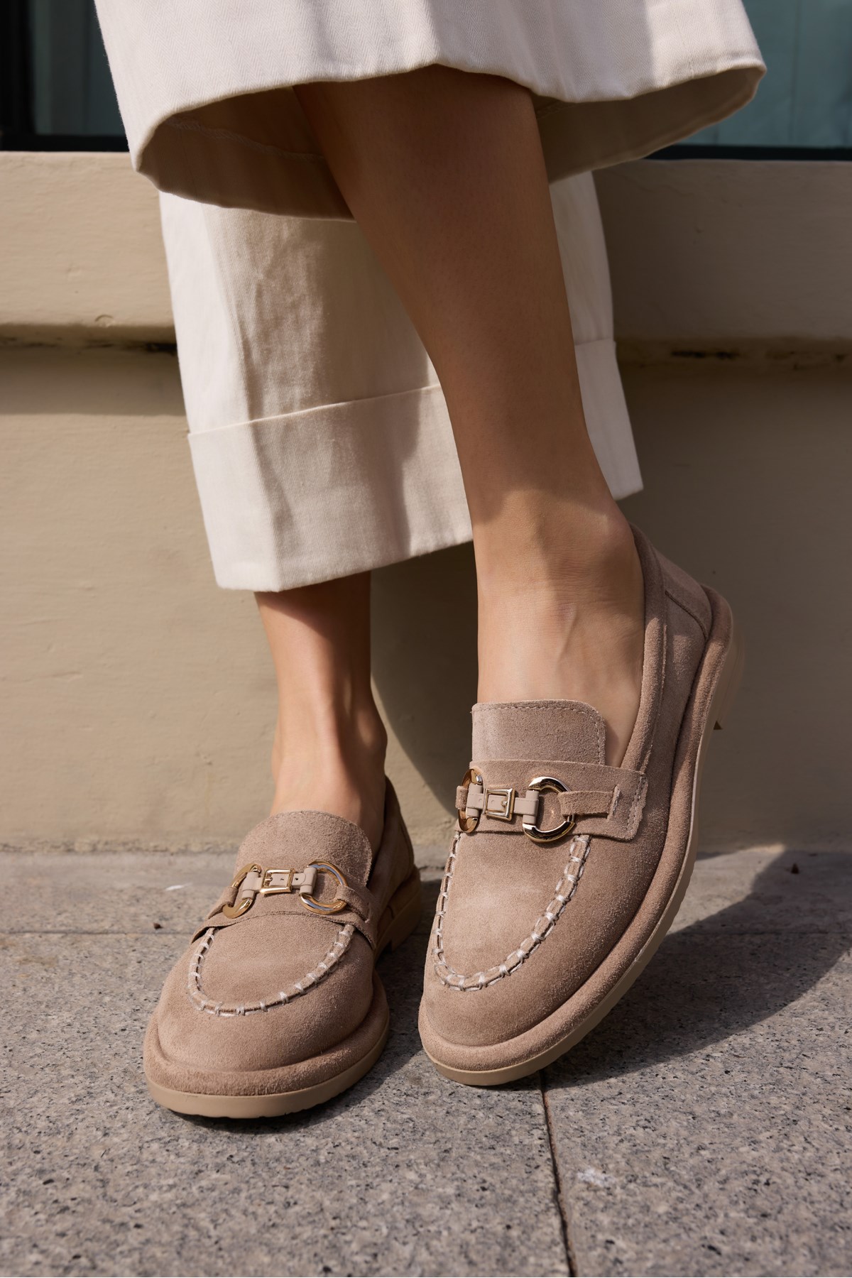 SELVERO KADİN NUDE GERCEK DERİ SUET LOAFER