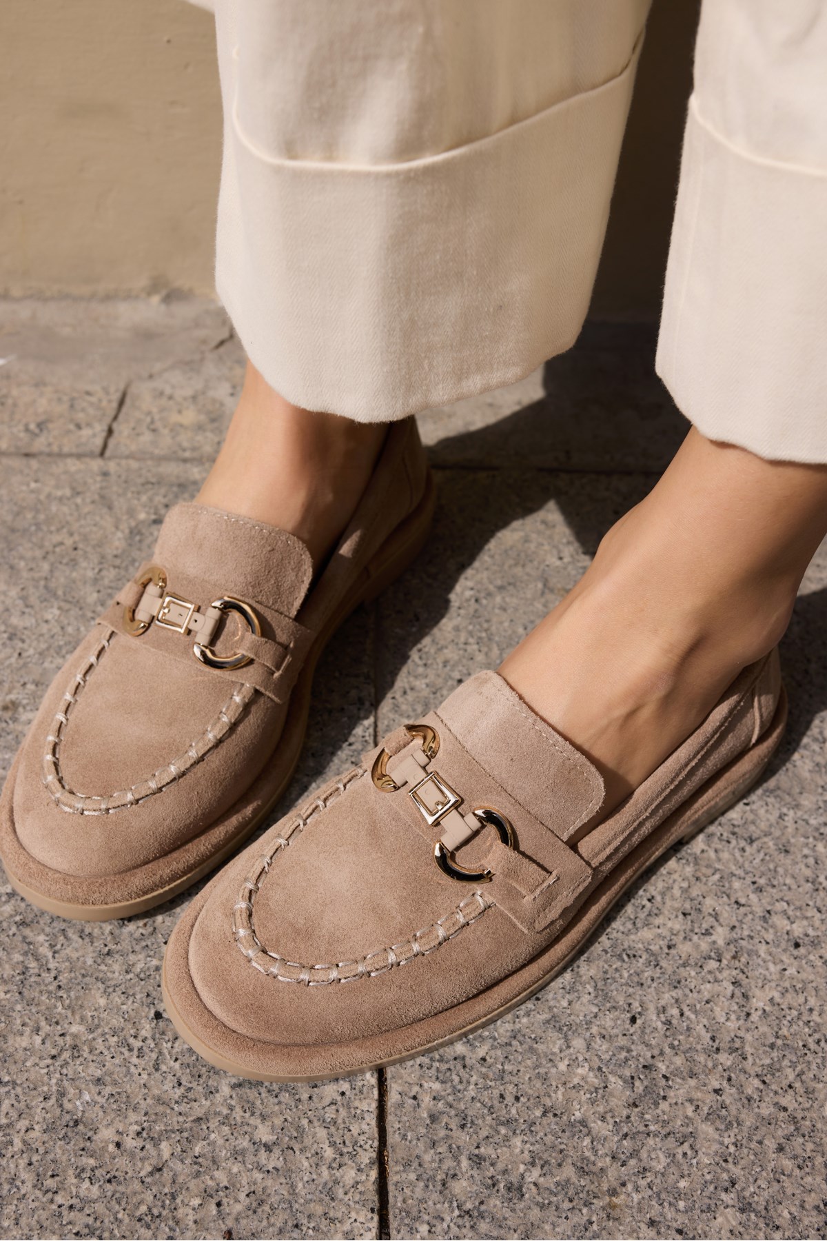 SELVERO KADİN NUDE GERCEK DERİ SUET LOAFER