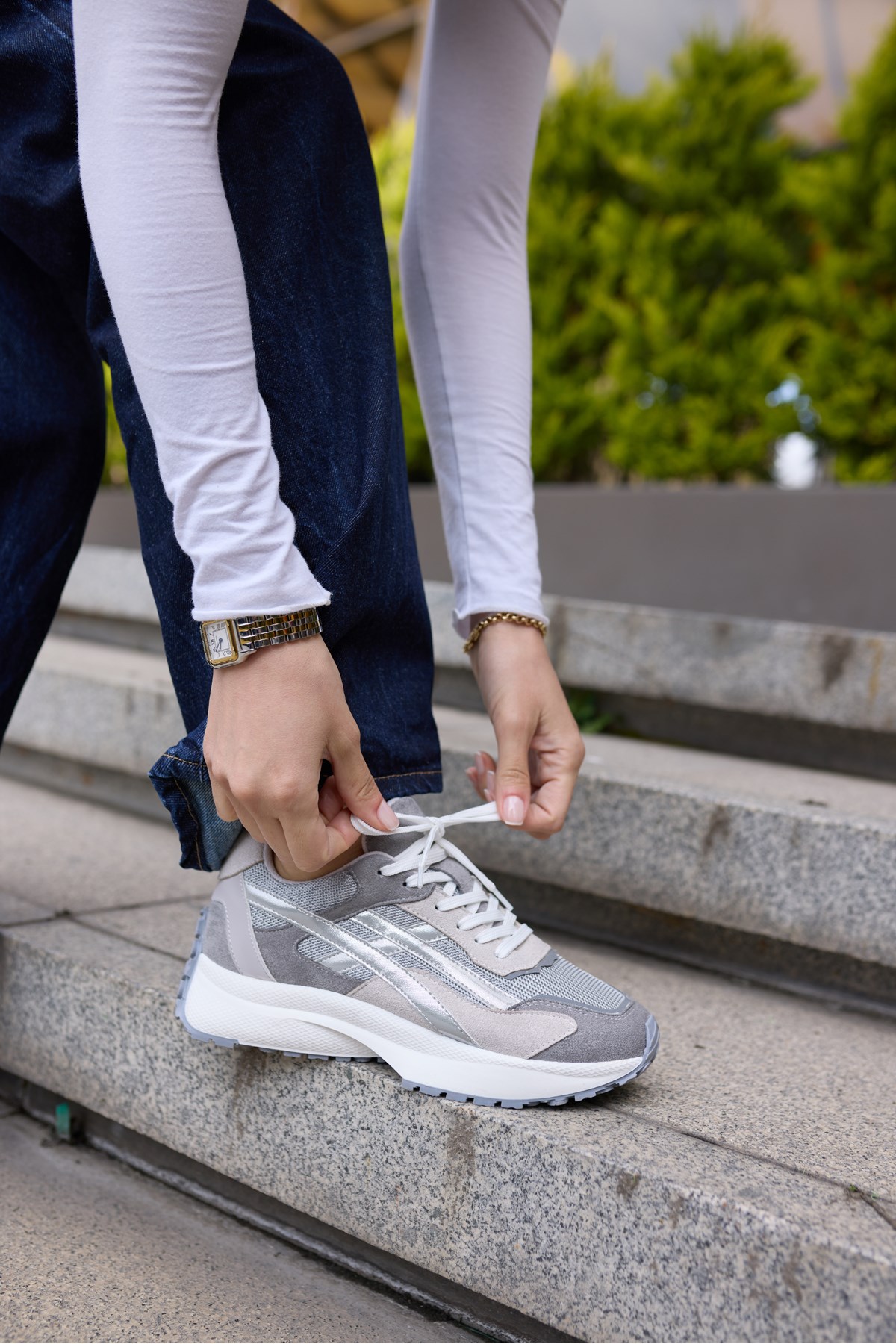 BRALİTO KADİN GRİ BAGCIKLI RAHAT TABAN SNEAKER