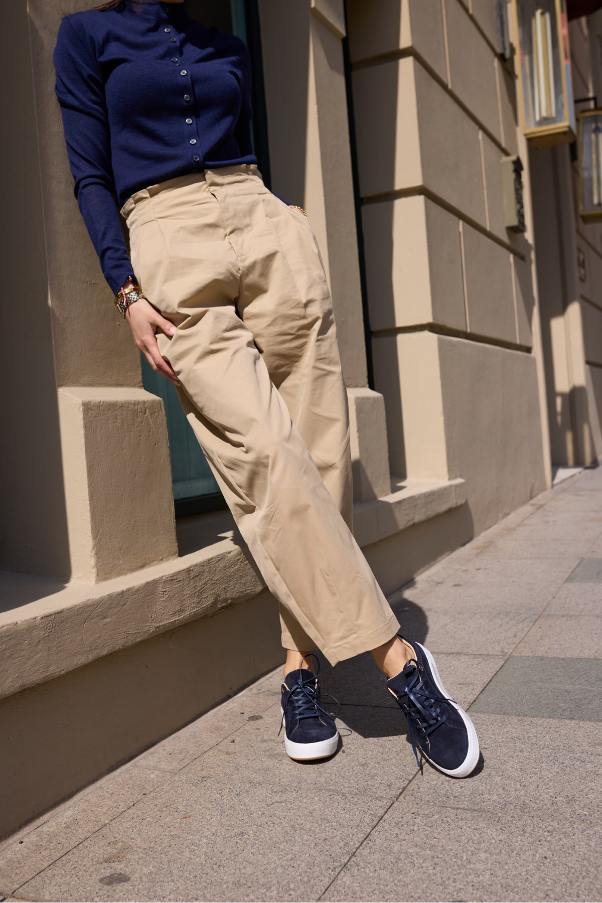 ZALVİRO KADİN LACİVERT GERCEK DERİ SUET BAGCIKLI SNEAKER