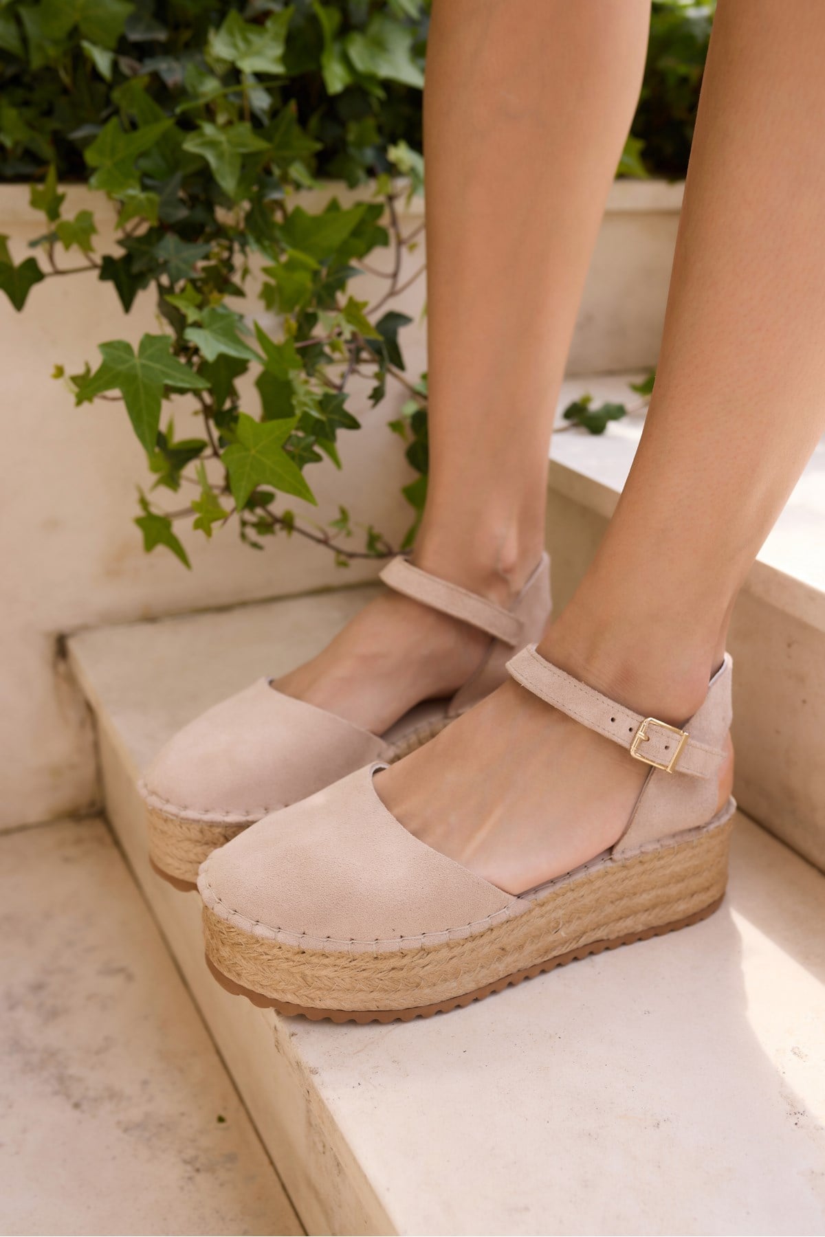ZENIT KADIN NUDE TEN GERCEK SUET ESPADRIL SANDALET