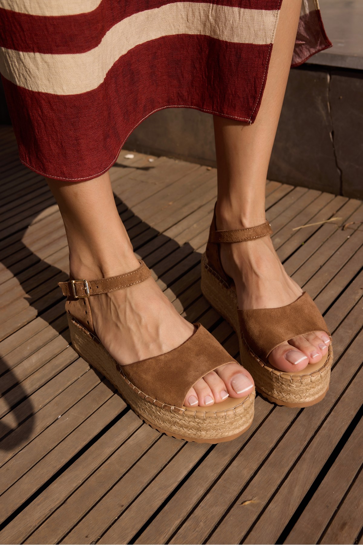 PAREL KADIN NUDE GERCEK DERI SUET ESPADRIL TABAN SANDALET