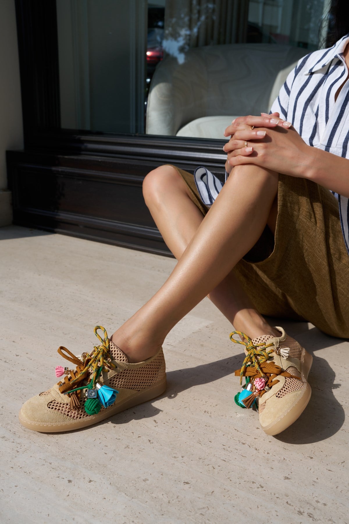 CARZINO KADIN NUDE GERCEK DERI SUET CHARM DETAYLI ITALYAN SNEAKER