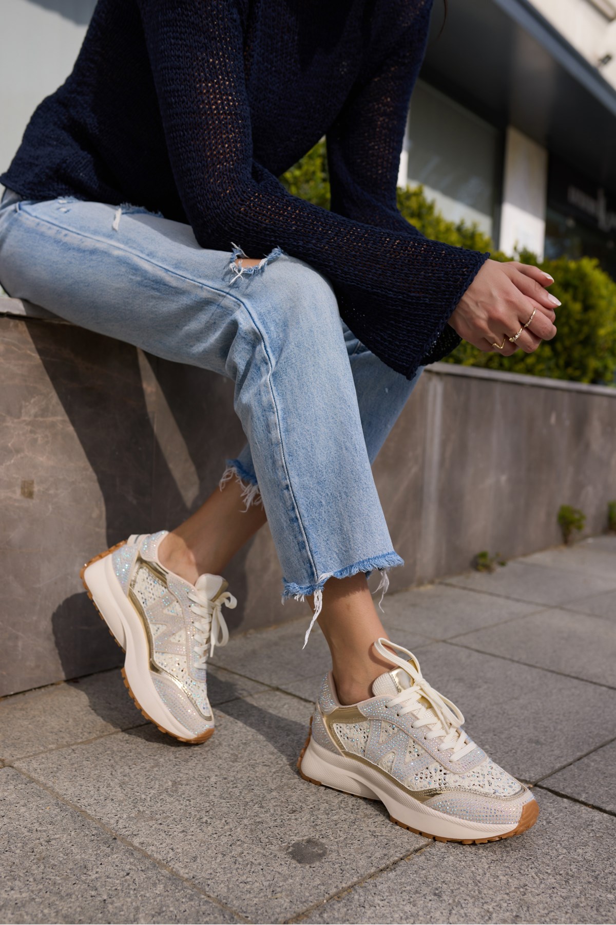 VESSANO KADIN BEJ TAS DETAY BAGCIKLI SNEAKER