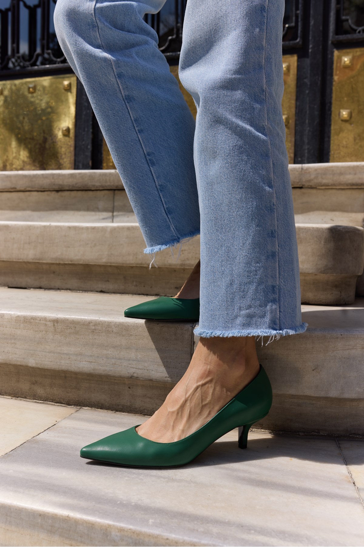 GILCA KADIN YESIL MAT TOPUKLU STILETTO