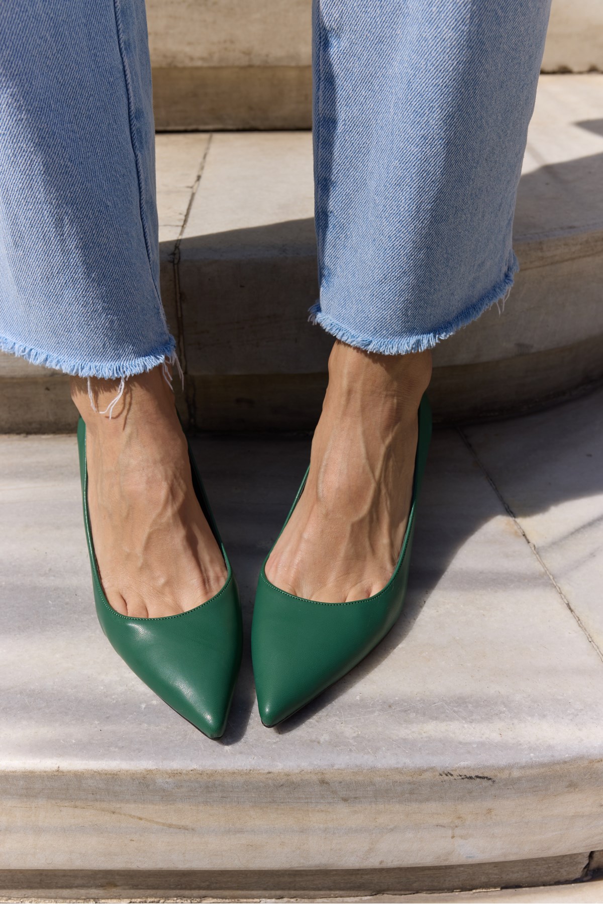 GILCA KADIN YESIL MAT TOPUKLU STILETTO
