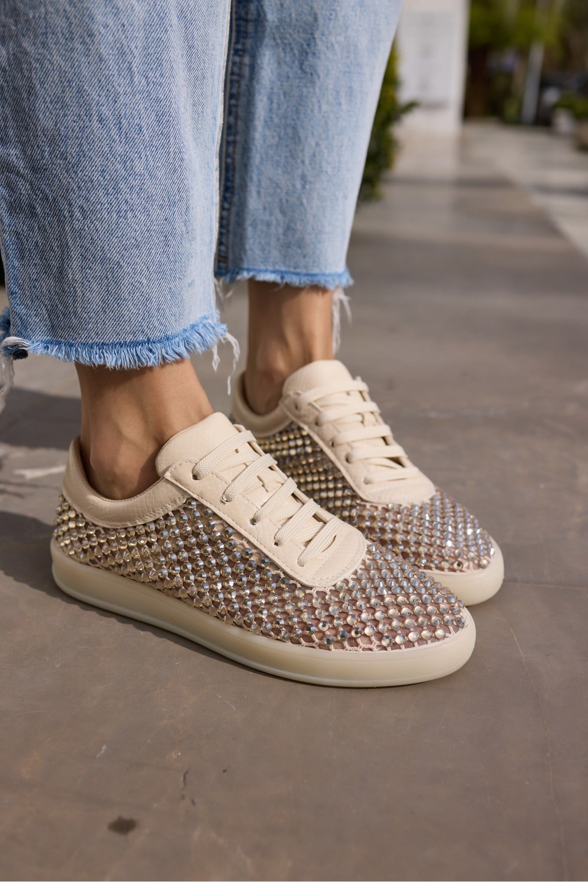 CEDY KADIN BEJ TASLI BAGCIKLI DETAY SNEAKER