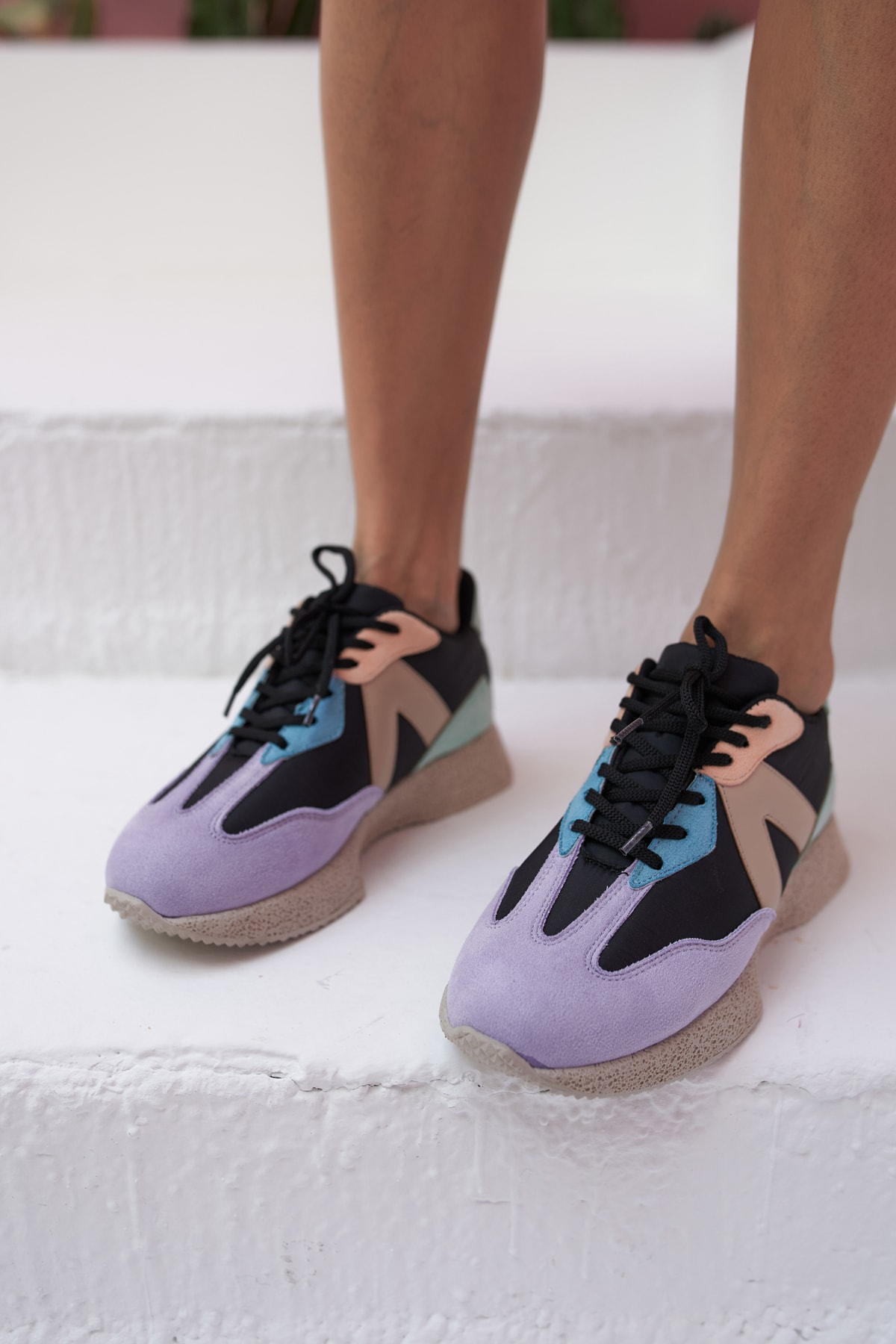 Cindia Kadın Siyah Lila Sneakers Ayakkabi