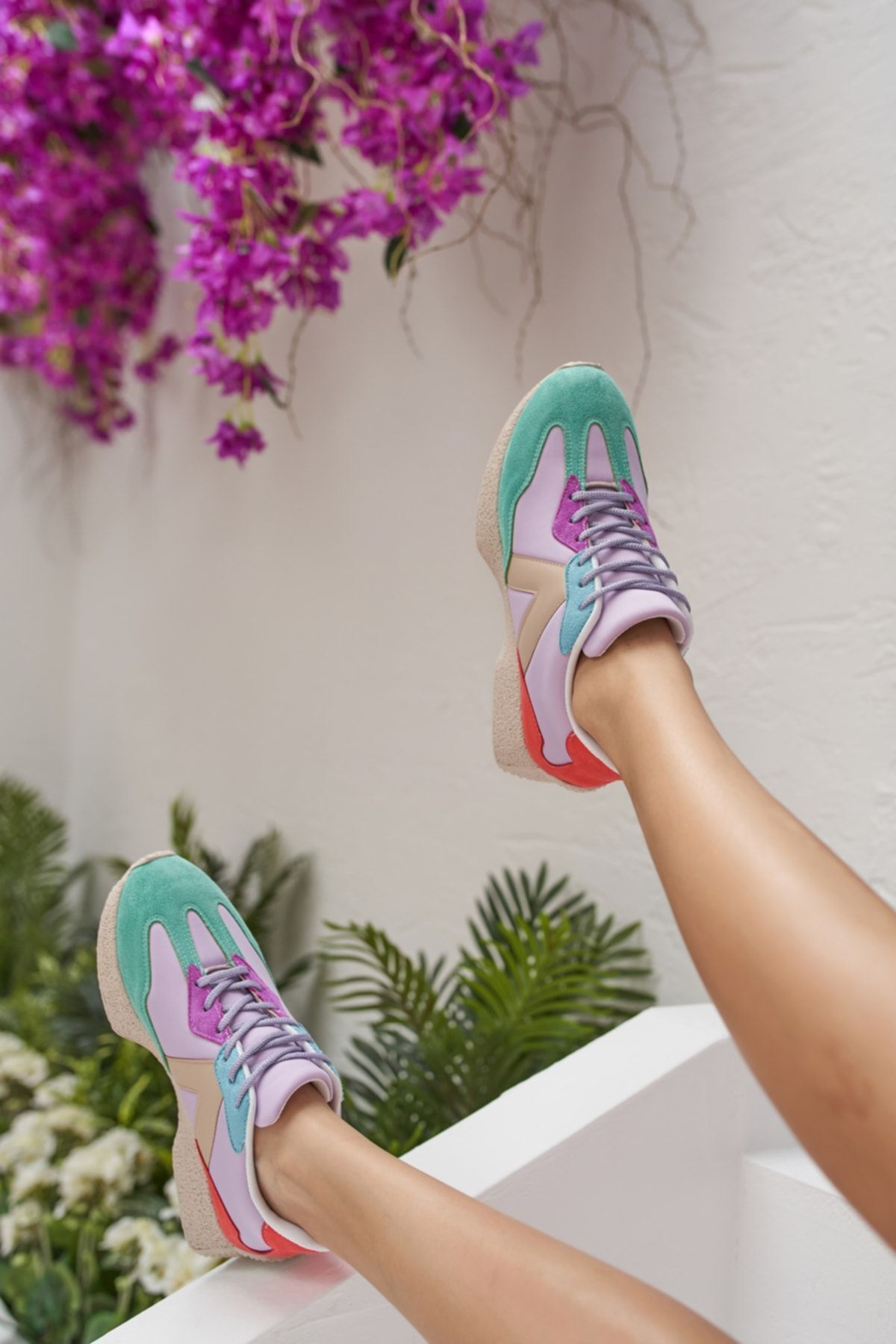 Cindia Kadın Siyah Lila Sneakers Ayakkabi
