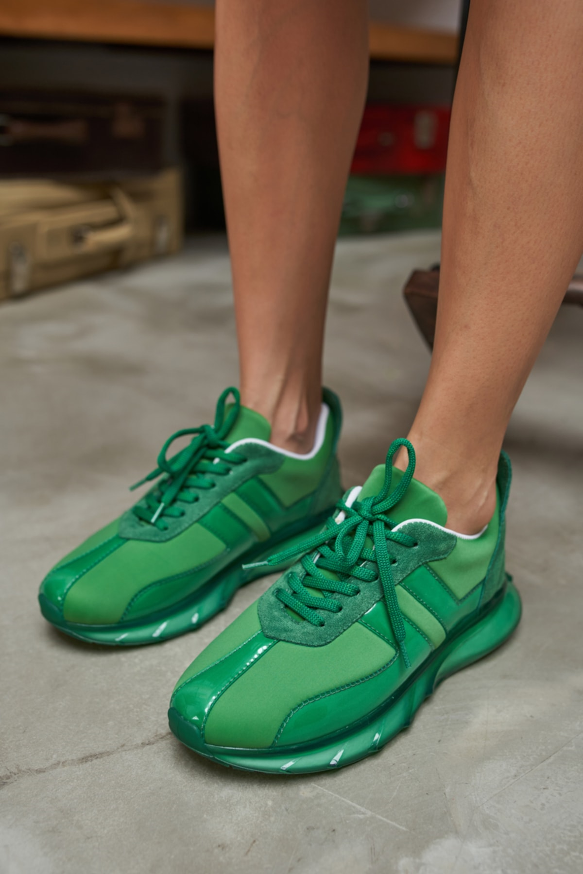 Fabiana Kadin Yeşil Paraşüt Yeşil Seffaf Detay Airtaban Sneakers