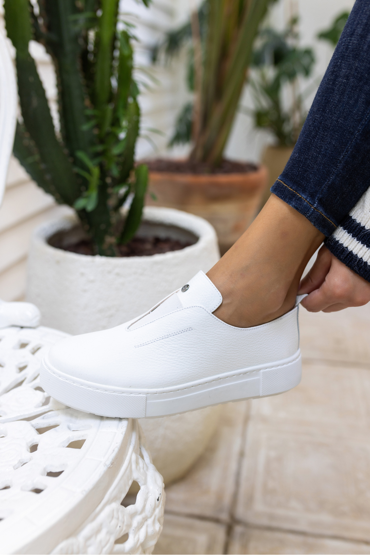 YUSSİ KADİN BEYAZ GERCEK DERİ SNEAKER
