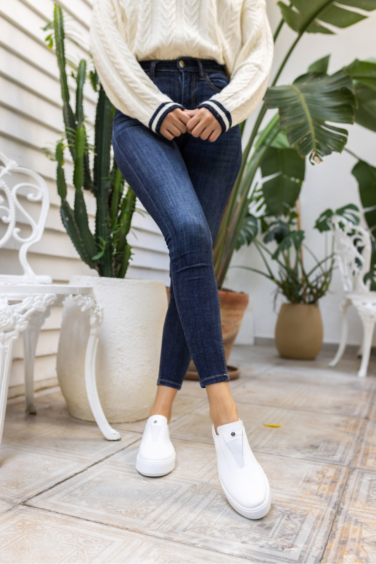 YUSSİ KADİN BEYAZ GERCEK DERİ SNEAKER