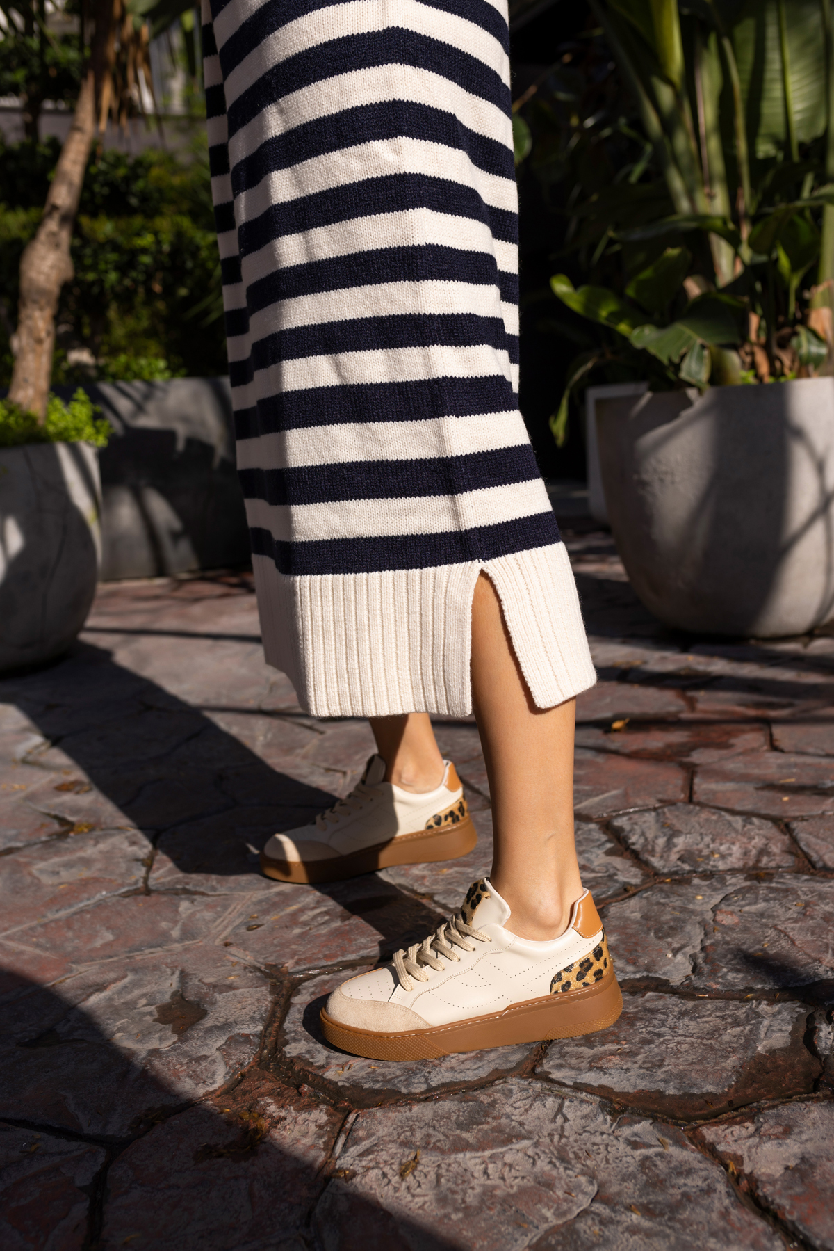 GORDON KADIN BEJ CİLT LEOPAR GARNILI SNEAKER