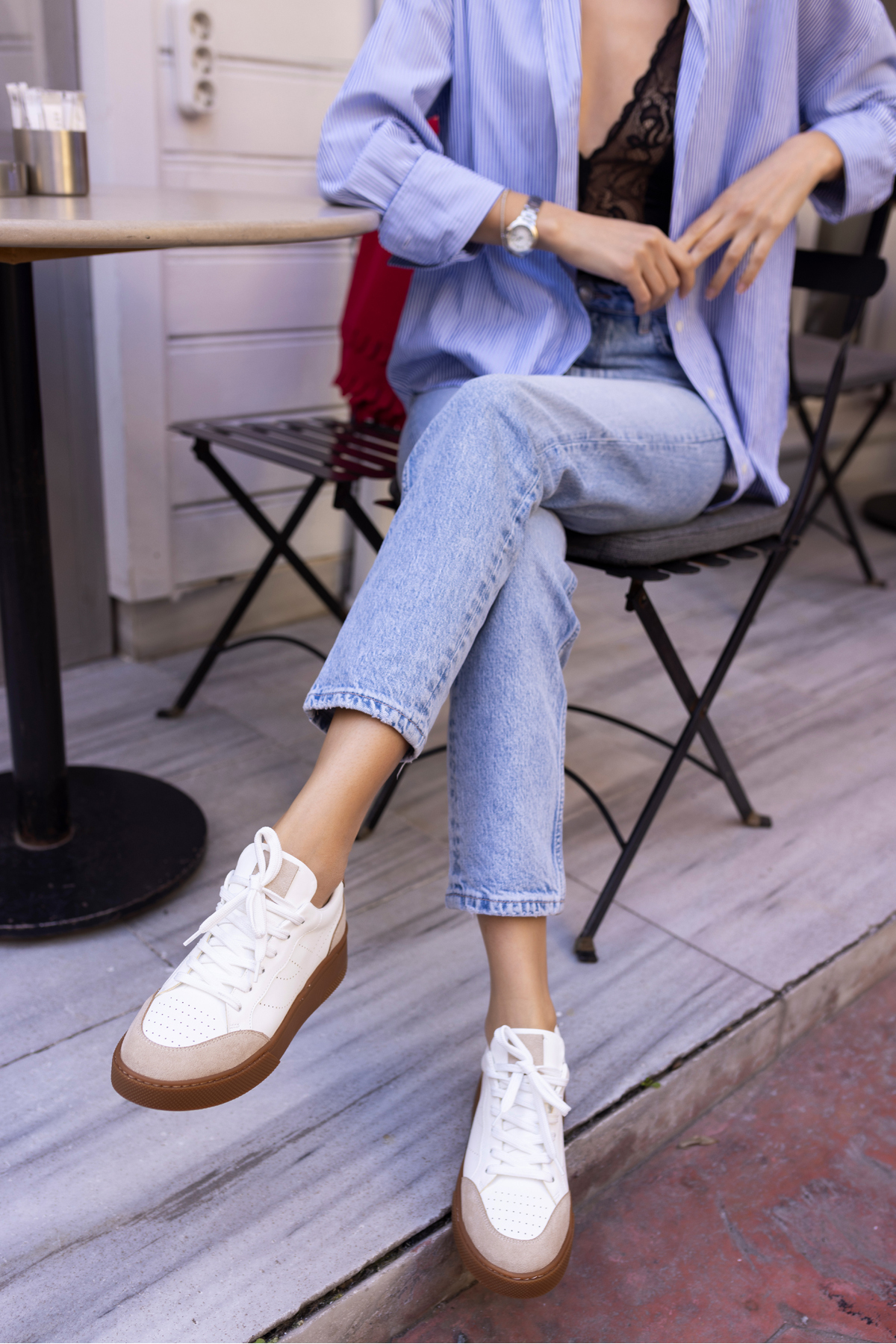 GORDON KADIN BEJ CİLT LEOPAR GARNILI SNEAKER