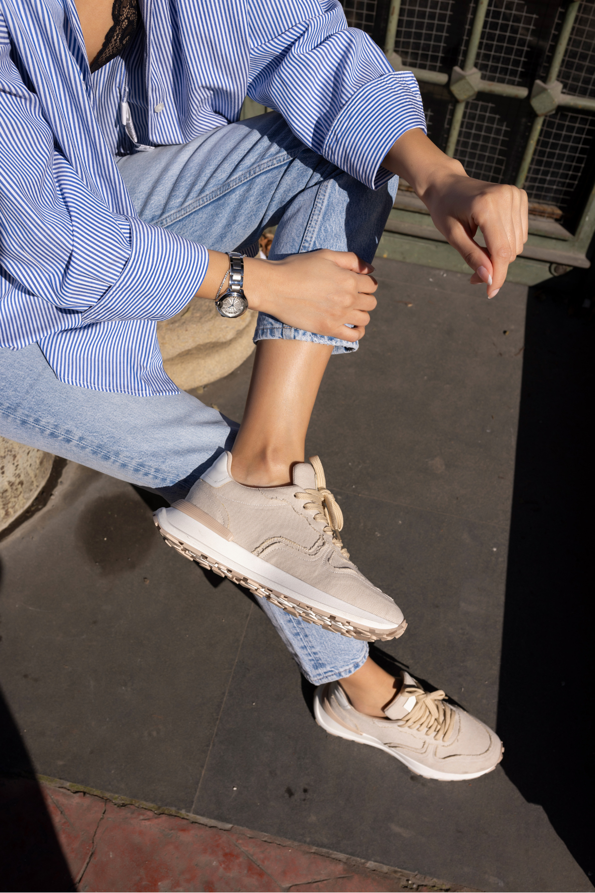 ROBİ KADİN SİYAH KETEN SNEAKER