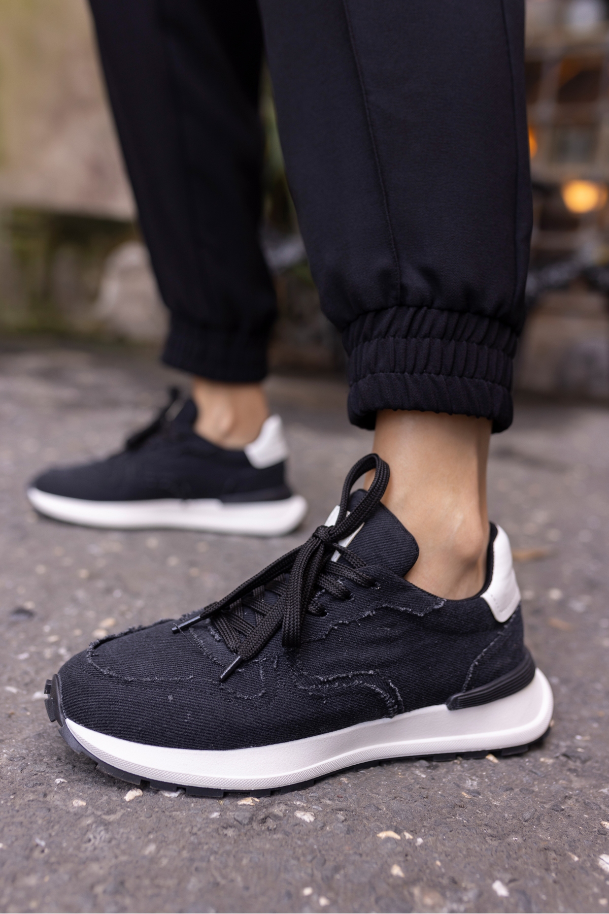ROBİ KADİN SİYAH KETEN SNEAKER